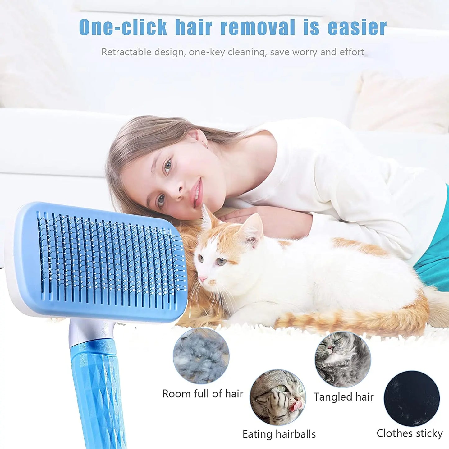 Pet Hair Remover Grooming Brush – Dogs & Cats