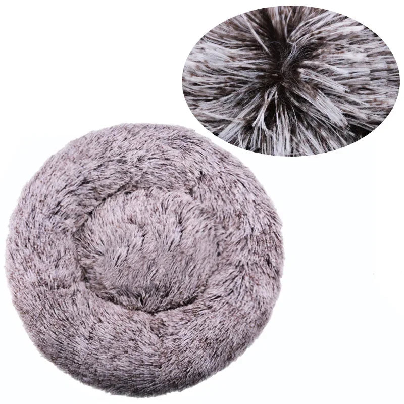 Round Plush Pet Bed for Dogs & Cats