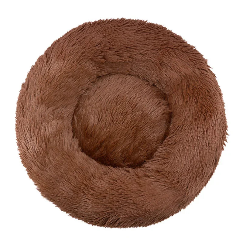 Round Plush Pet Bed for Dogs & Cats