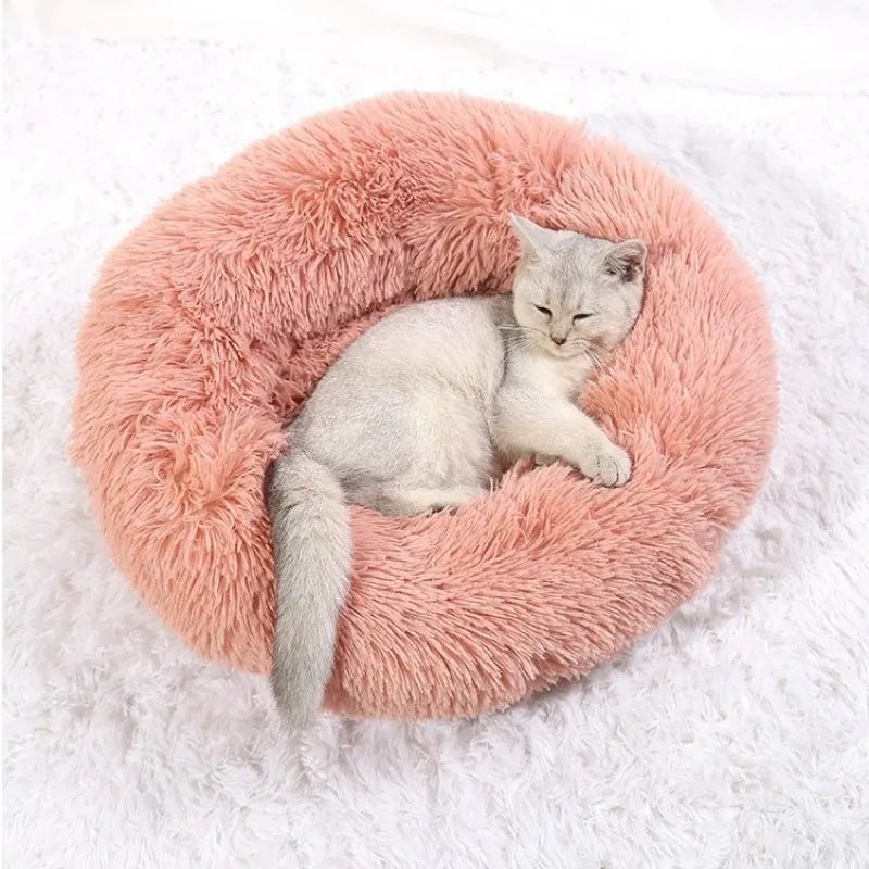 Round Plush Pet Bed for Dogs & Cats