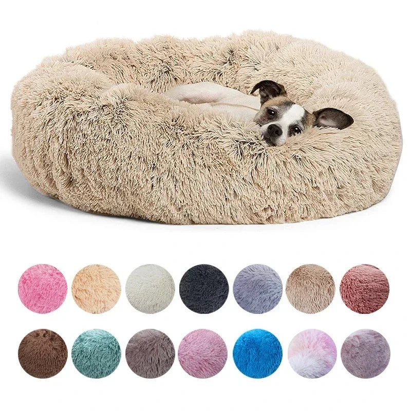 Round Plush Pet Bed for Dogs & Cats
