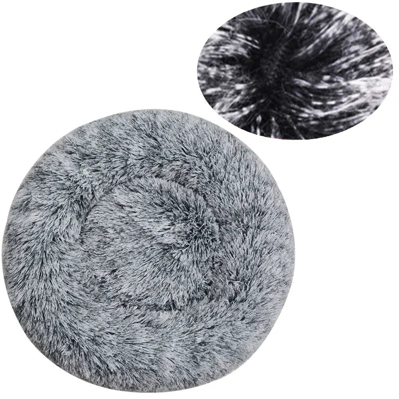 Round Plush Pet Bed for Dogs & Cats