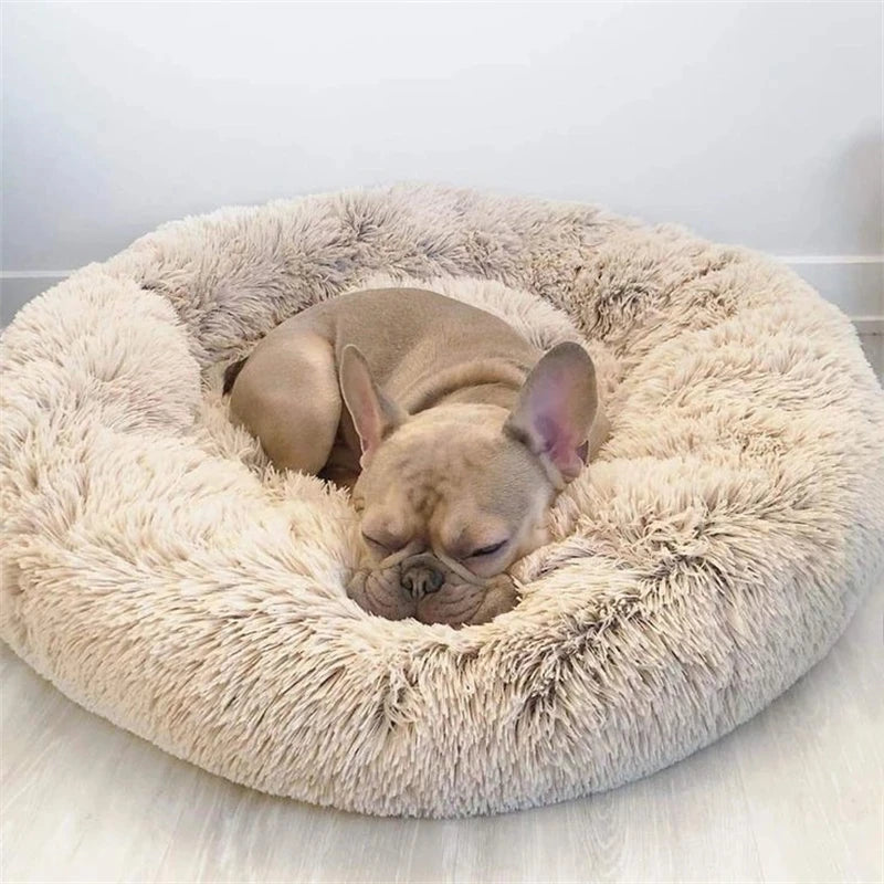Round Plush Pet Bed for Dogs & Cats