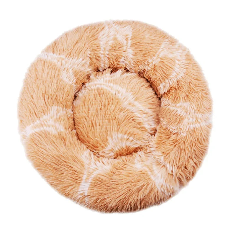 Round Plush Pet Bed for Dogs & Cats