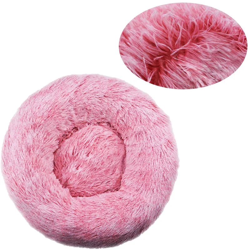 Round Plush Pet Bed for Dogs & Cats