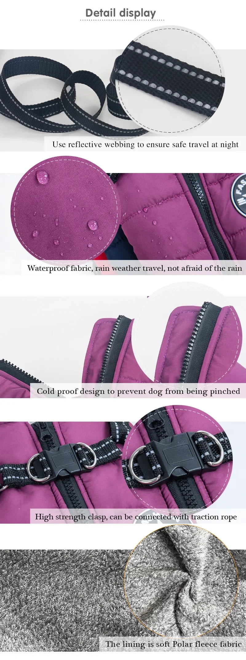 Large Dog Winter Jacket with Harness