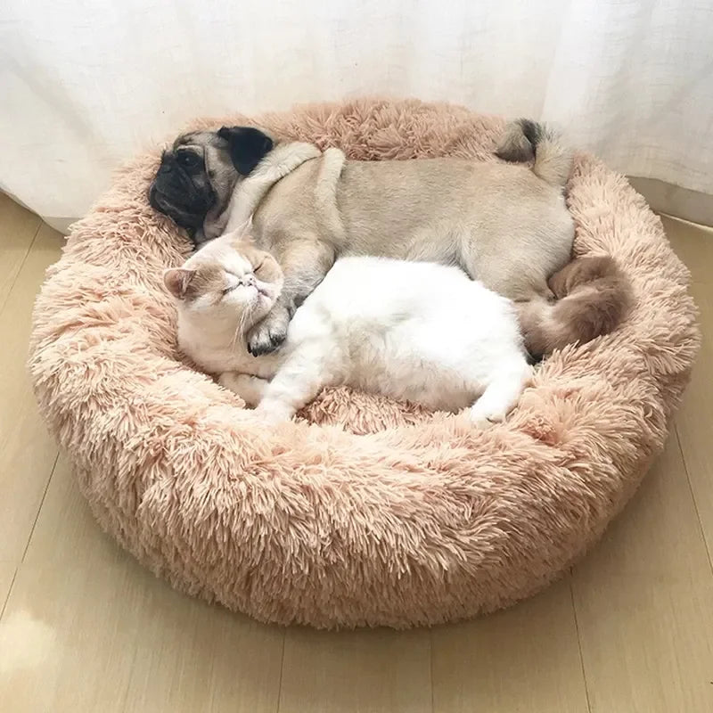 Round Plush Pet Bed for Dogs & Cats