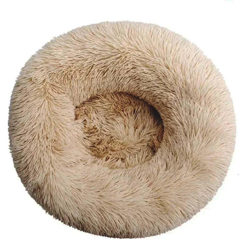 Round Plush Pet Bed for Dogs & Cats