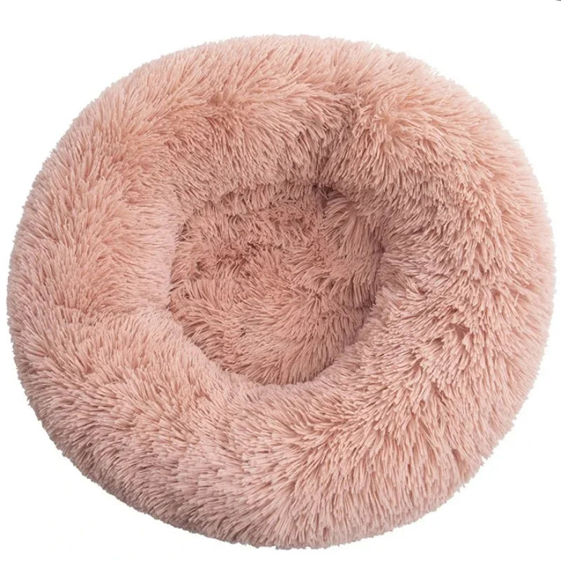 Round Plush Pet Bed for Dogs & Cats