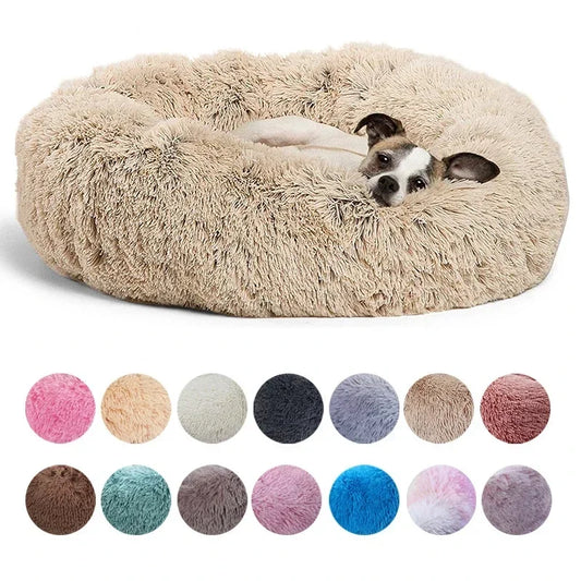Round Plush Pet Bed for Dogs & Cats