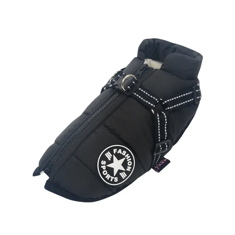 Large Dog Winter Jacket with Harness