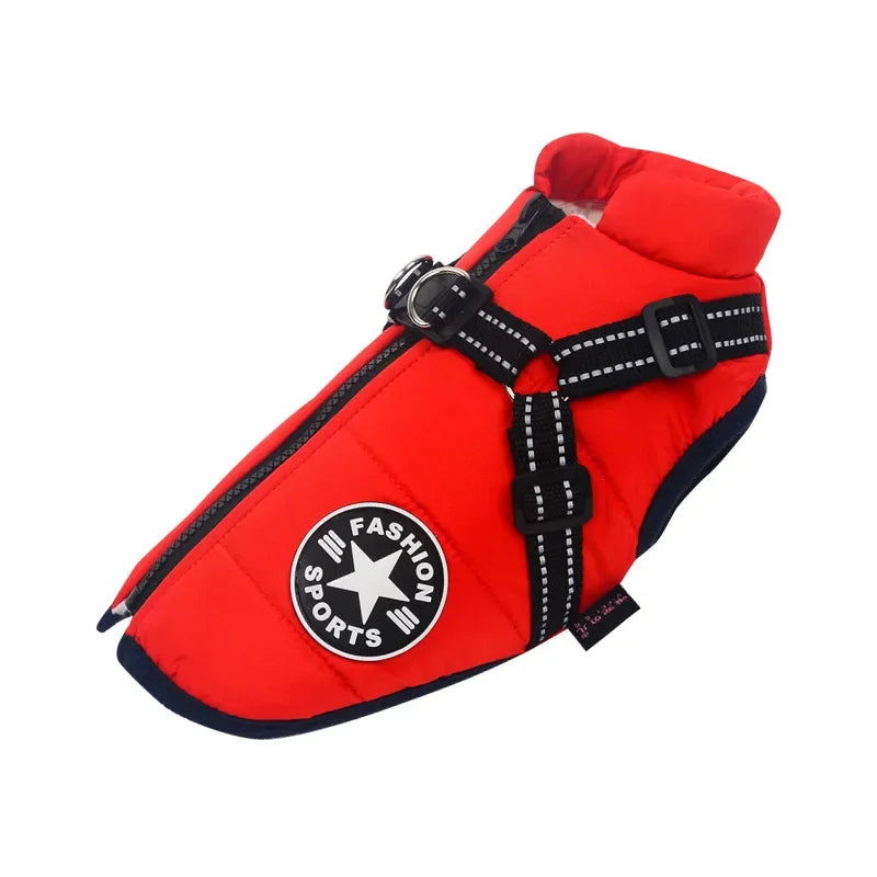 Large Dog Winter Jacket with Harness