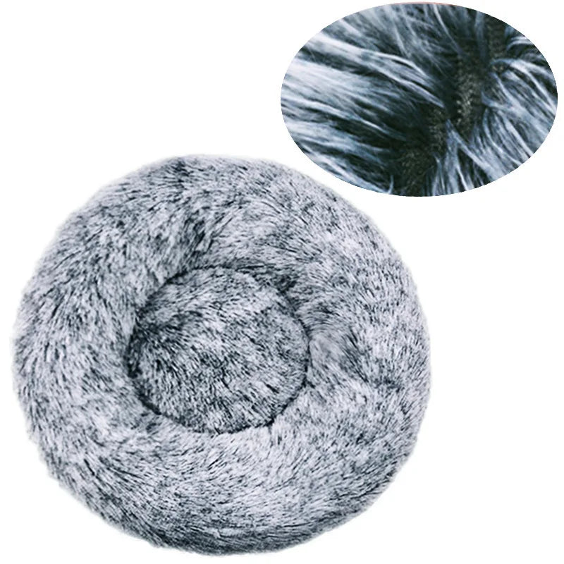 Round Plush Pet Bed for Dogs & Cats