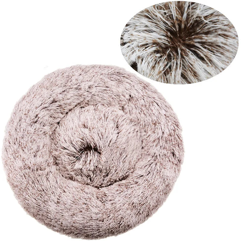 Round Plush Pet Bed for Dogs & Cats