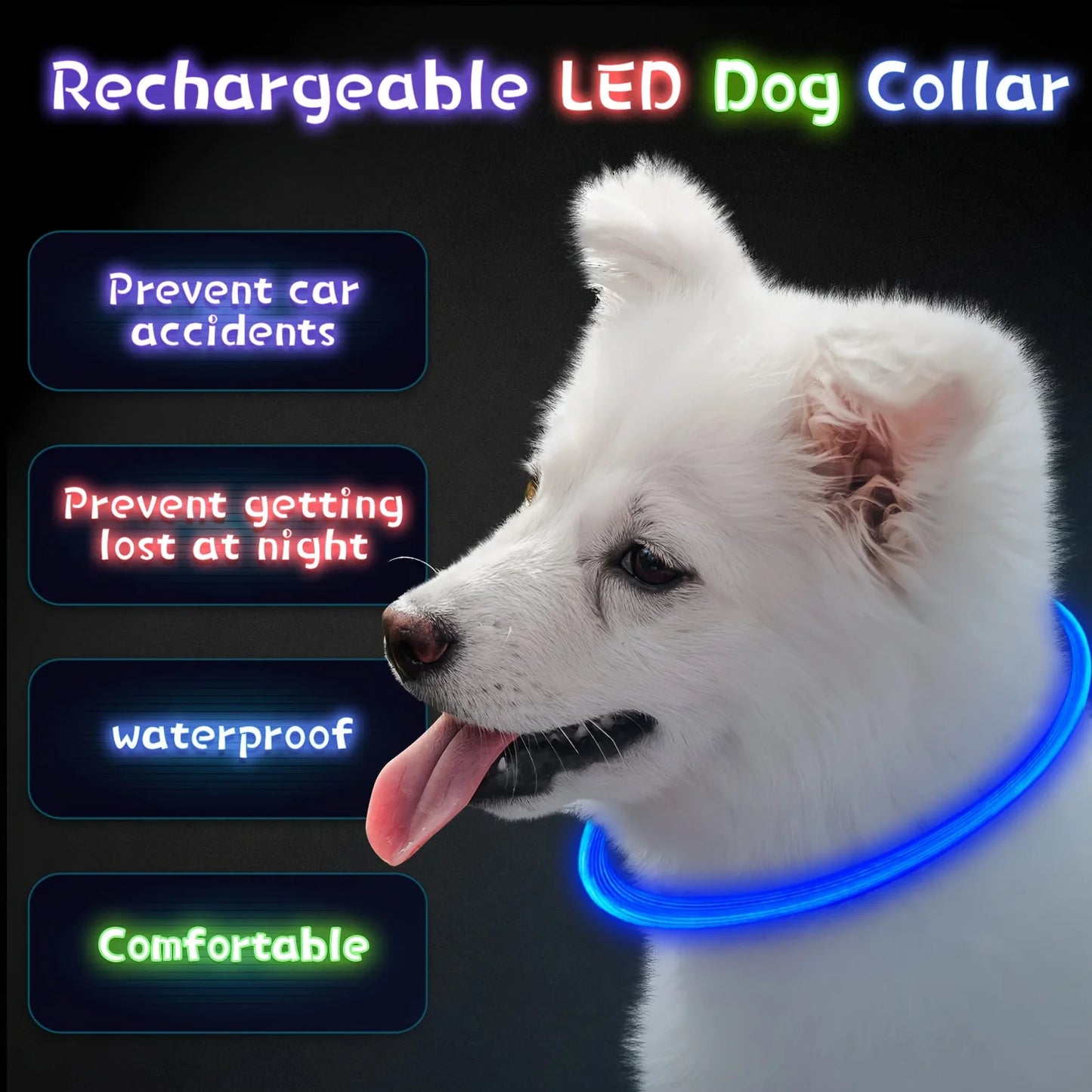 LED Rechargeable Dog Collar