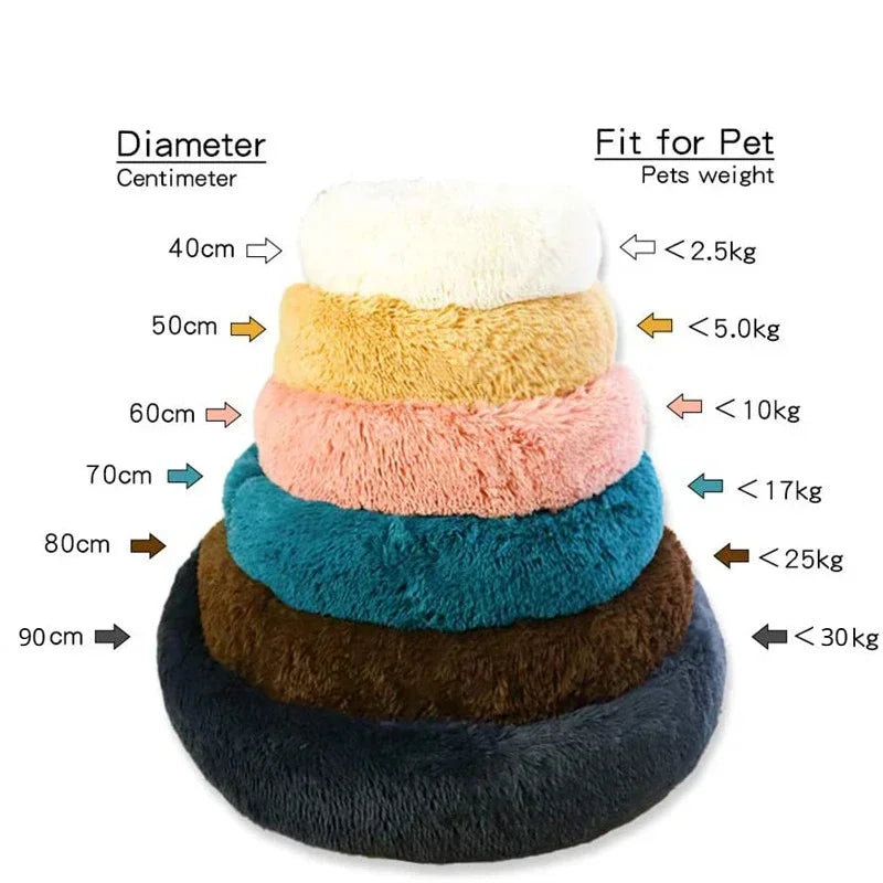 Round Plush Pet Bed for Dogs & Cats