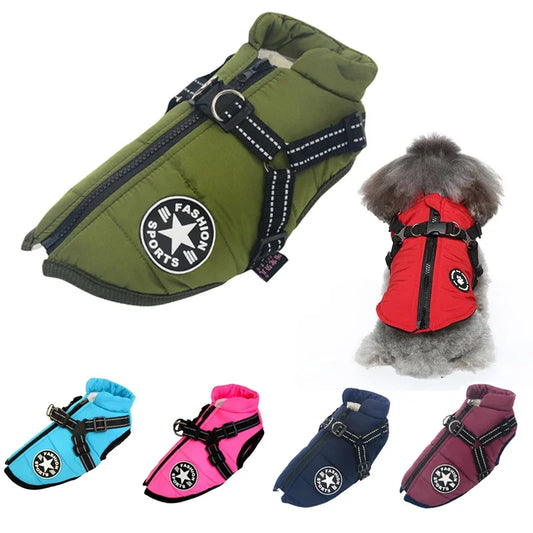 Large Dog Winter Jacket with Harness