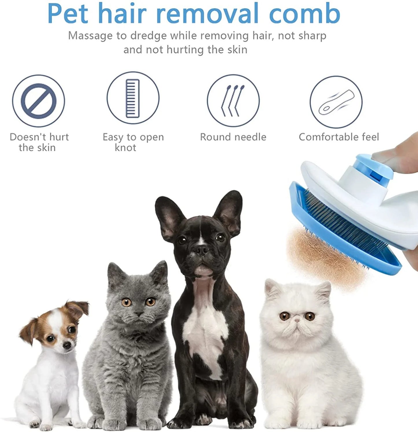 Pet Hair Remover Grooming Brush – Dogs & Cats