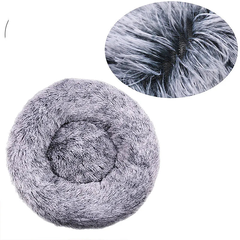 Round Plush Pet Bed for Dogs & Cats