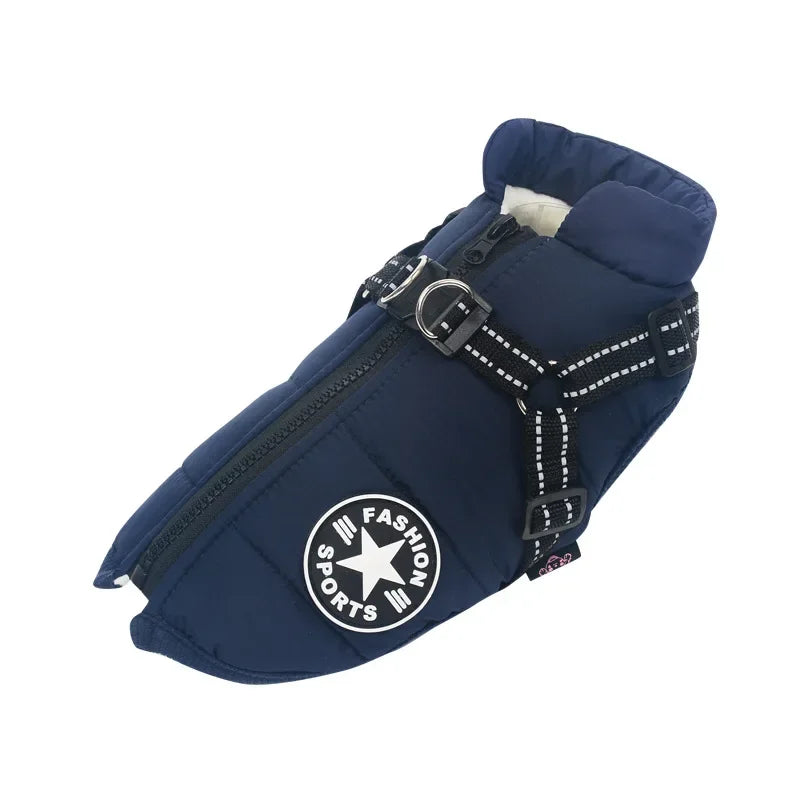 Large Dog Winter Jacket with Harness