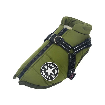 Large Dog Winter Jacket with Harness