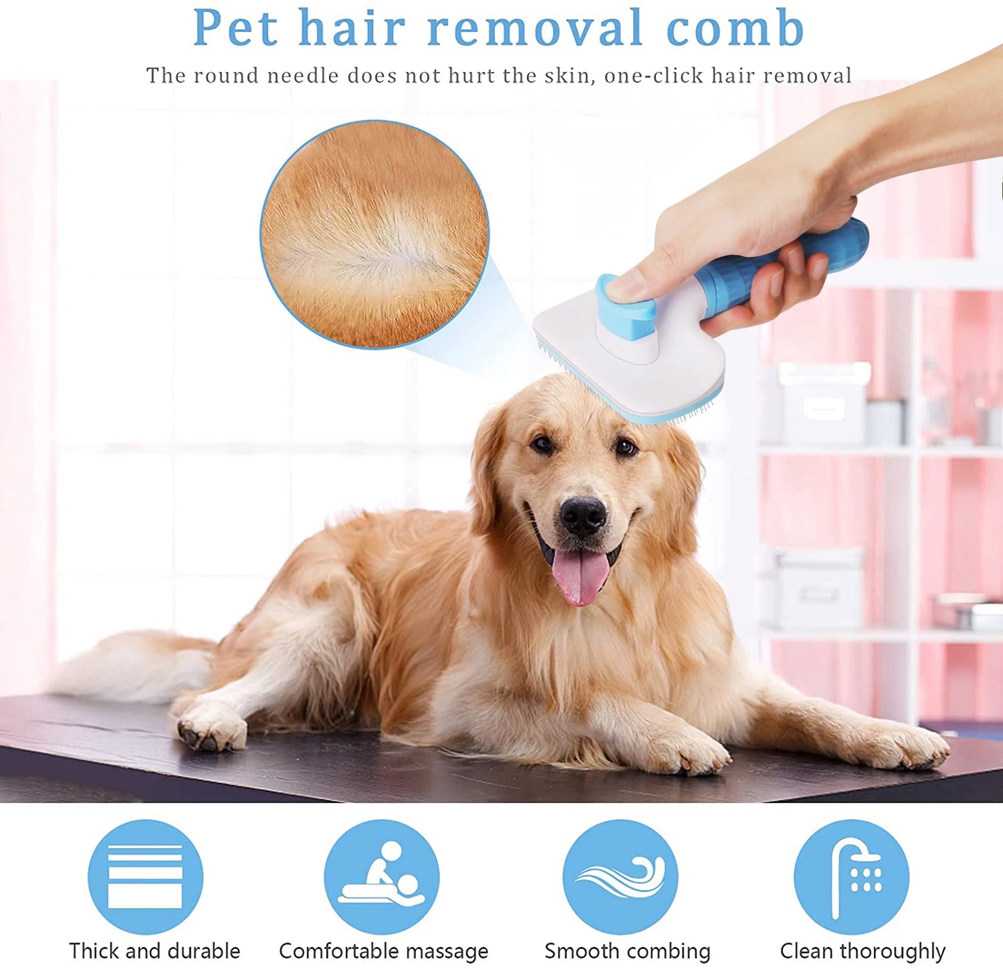 Pet Hair Remover Grooming Brush – Dogs & Cats