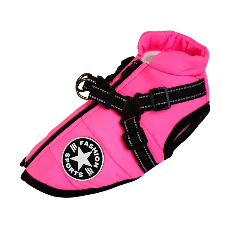 Large Dog Winter Jacket with Harness