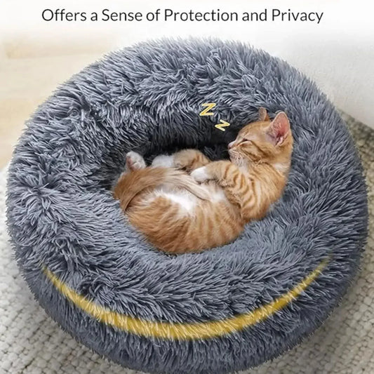 Round Plush Pet Bed for Dogs & Cats